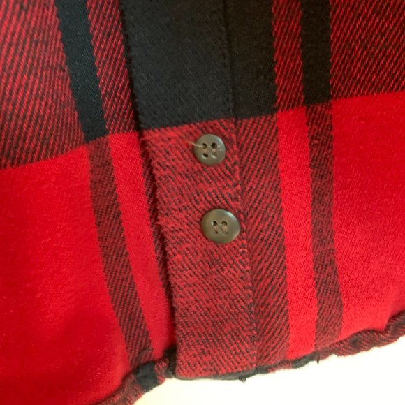 Grunge cotton Gap flannel plaid shirt red and black size M pre-owned good cond - Picture 7 of 10